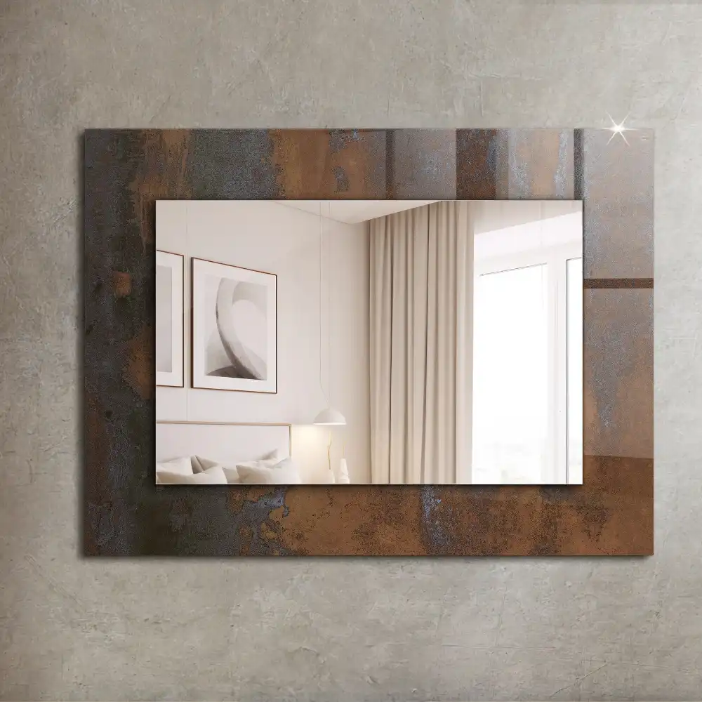 Rectangular wall mirror design Fashionable rust metal