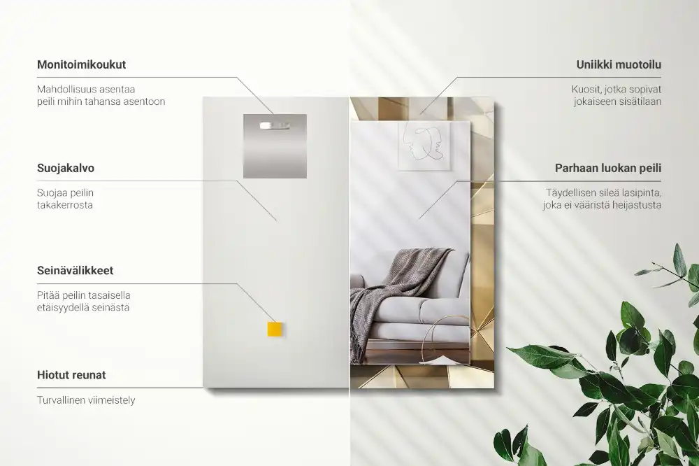 Rectangular decorative mirror Geometric shapes