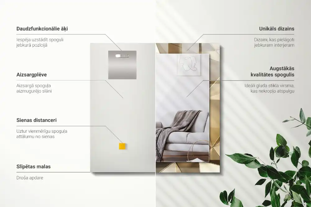 Rectangular decorative mirror Geometric shapes