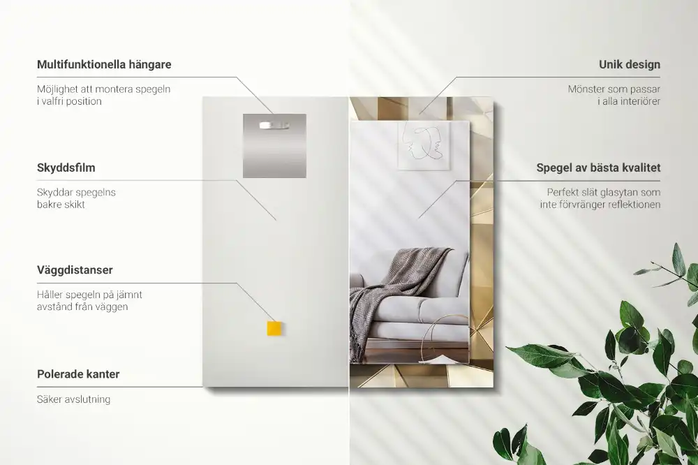 Rectangular decorative mirror Geometric shapes