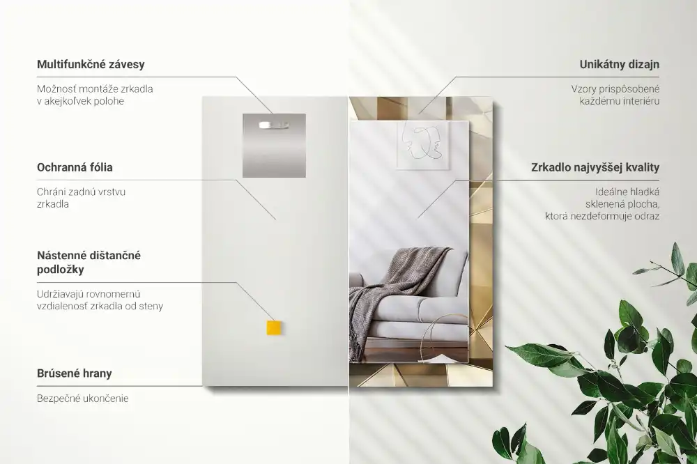 Rectangular decorative mirror Geometric shapes