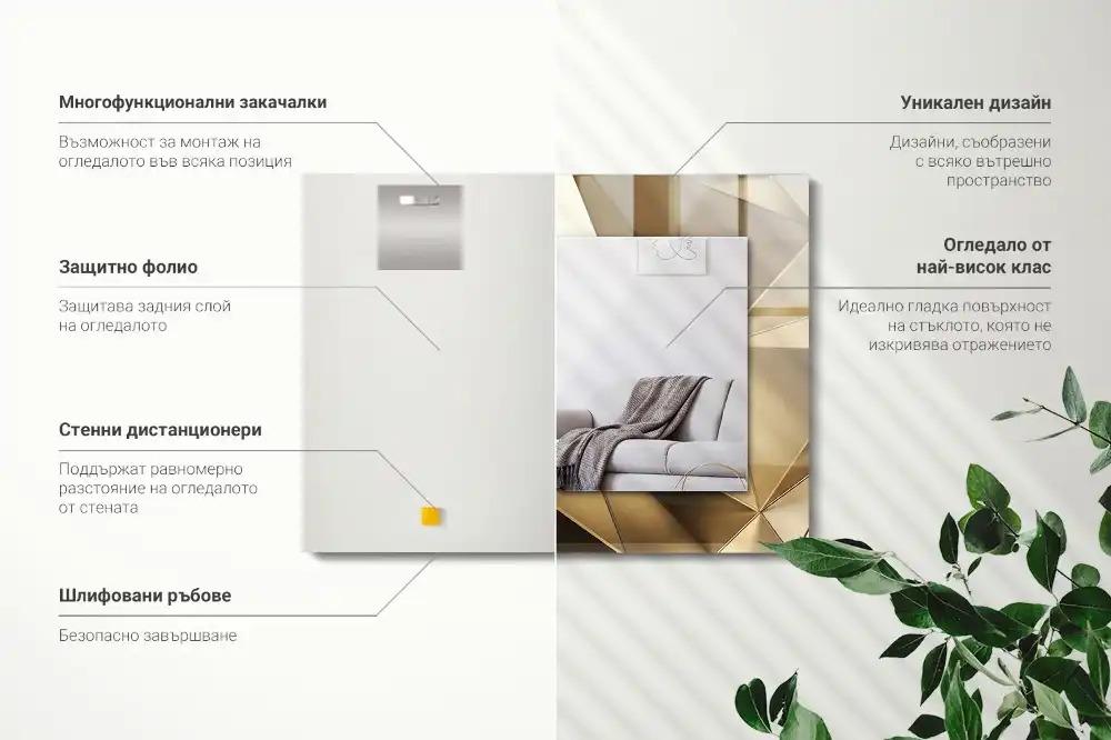 Rectangular decorative mirror Geometric shapes