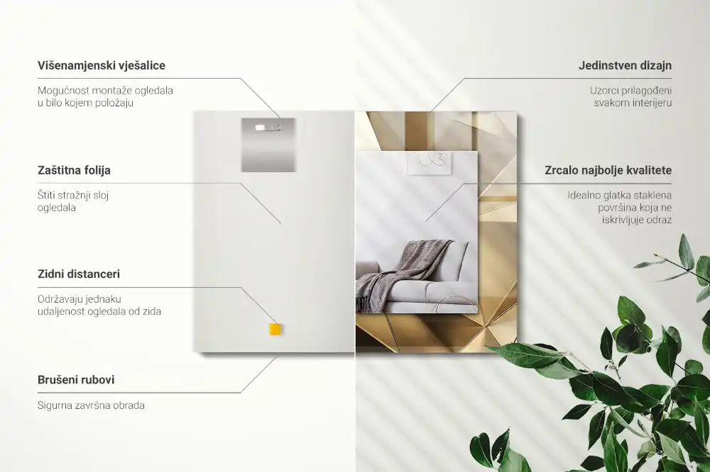 Rectangular decorative mirror Geometric shapes