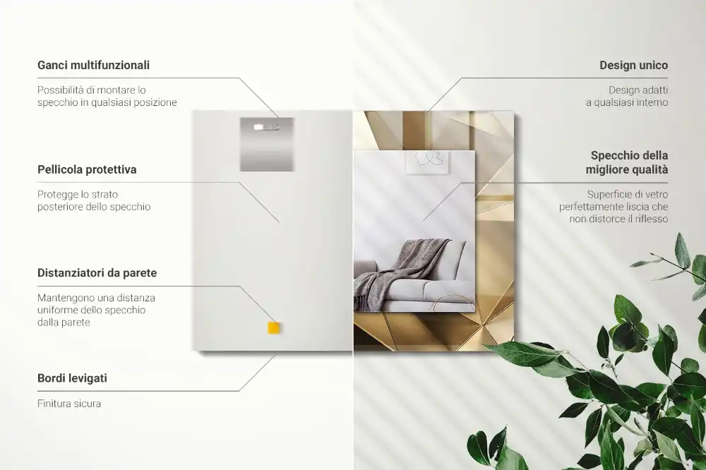 Rectangular decorative mirror Geometric shapes