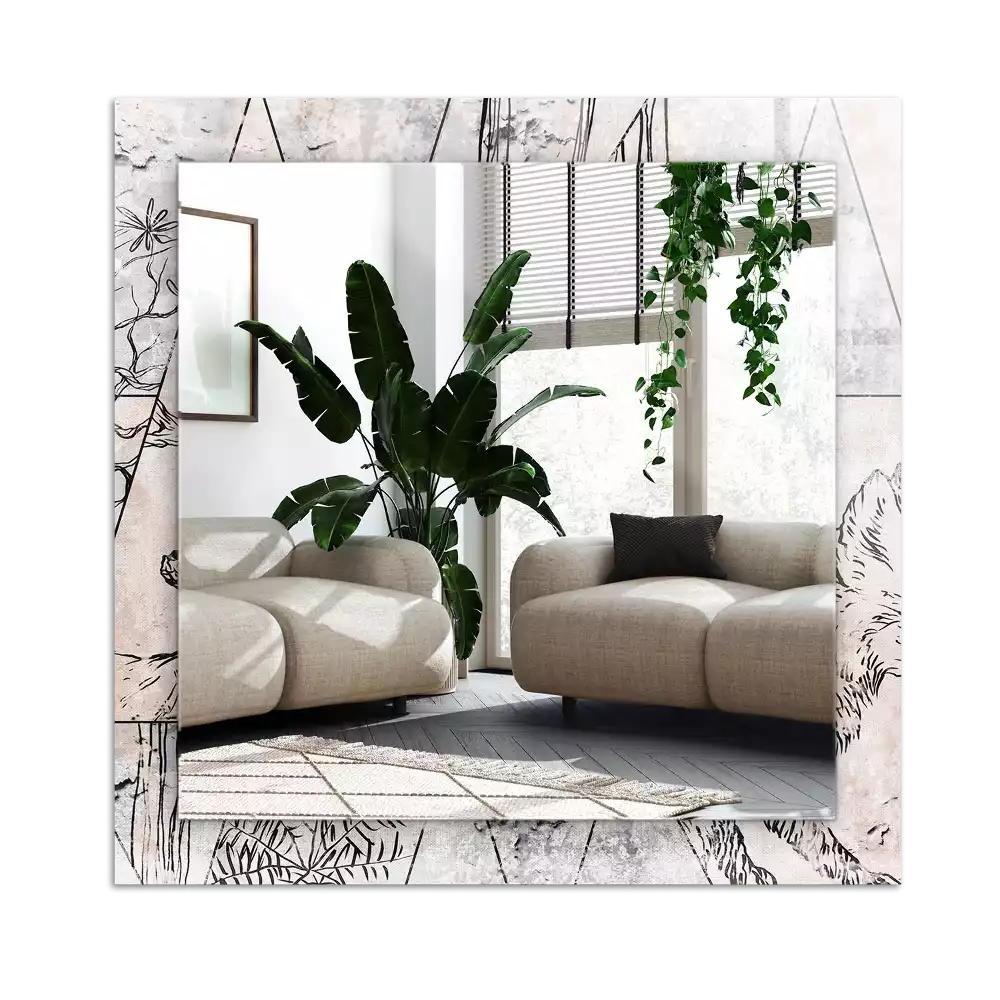 Rectangular mirror print Deer fox plants
