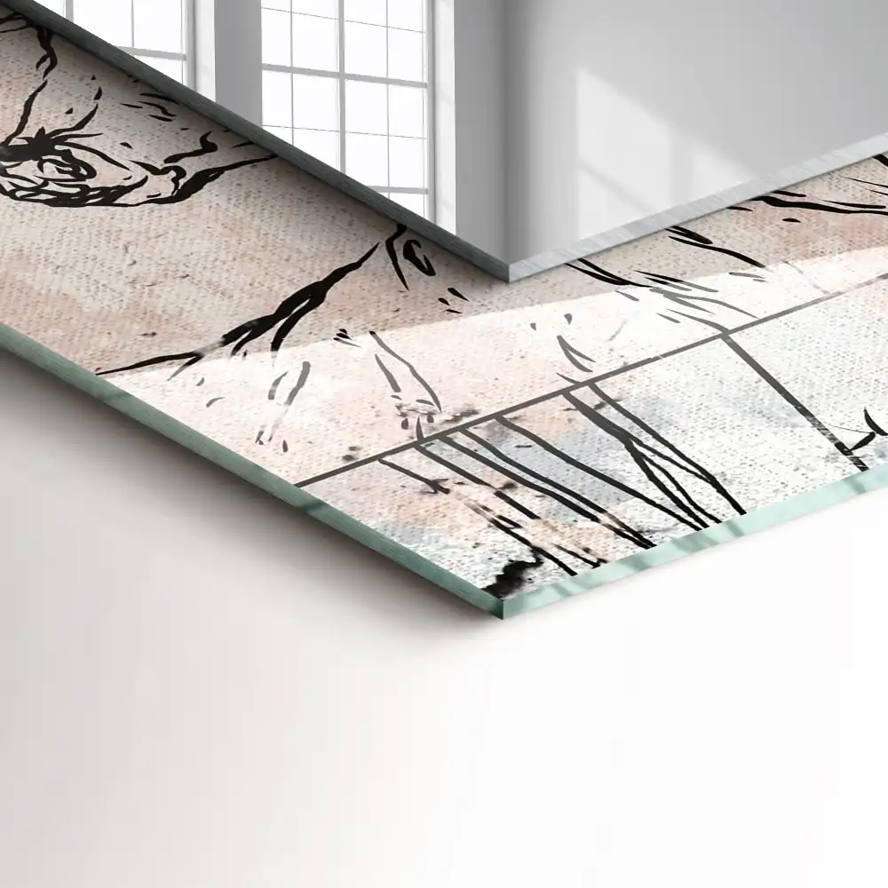 Rectangular mirror print Deer fox plants