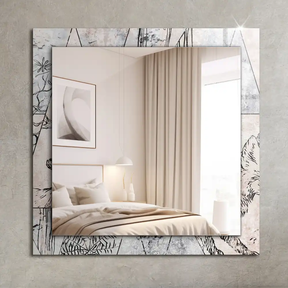 Rectangular mirror print Deer fox plants