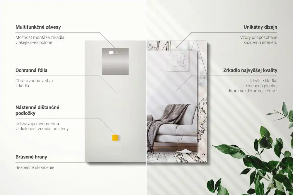 Rectangular mirror print Deer fox plants