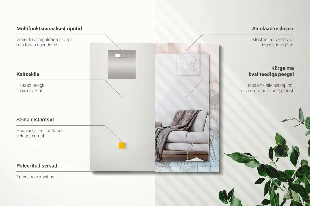 Rectangle decorative mirror Pastel plants