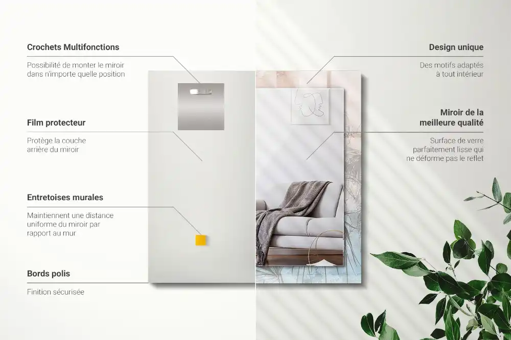 Rectangle decorative mirror Pastel plants