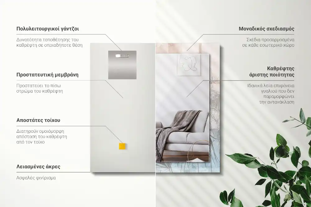 Rectangle decorative mirror Pastel plants