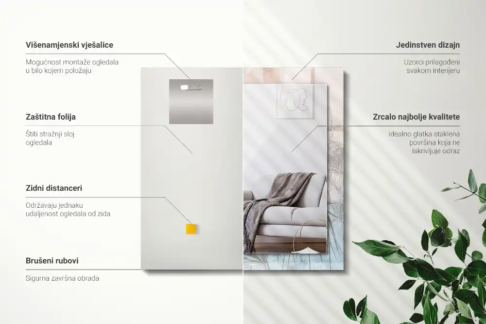 Rectangle decorative mirror Pastel plants