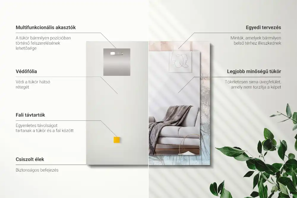 Rectangle decorative mirror Pastel plants