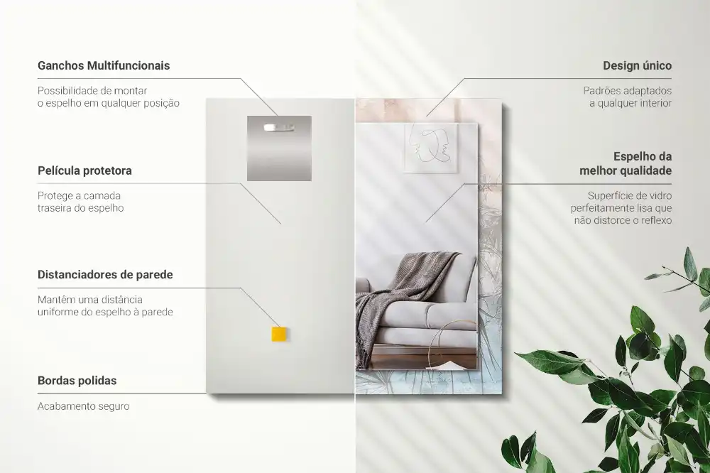 Rectangle decorative mirror Pastel plants