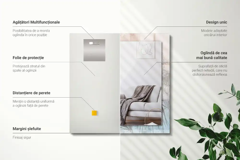 Rectangle decorative mirror Pastel plants