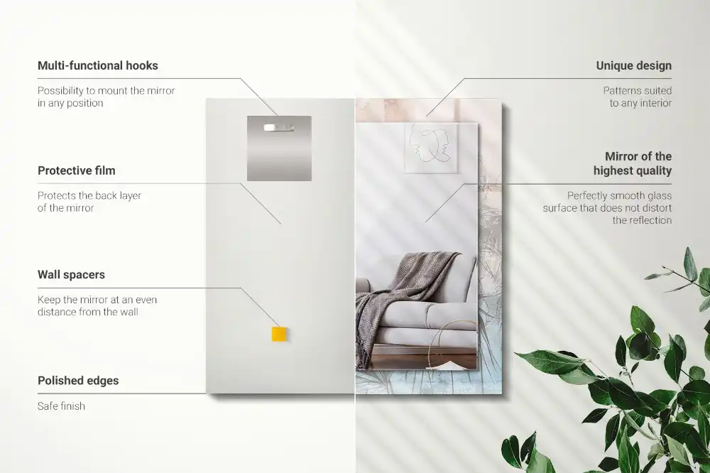 Rectangle decorative mirror Pastel plants