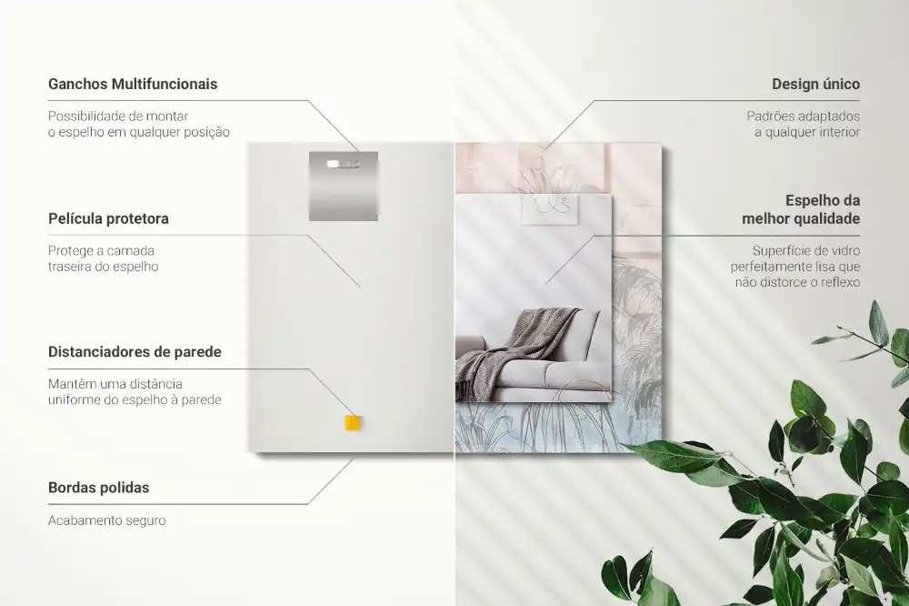 Rectangle decorative mirror Pastel plants