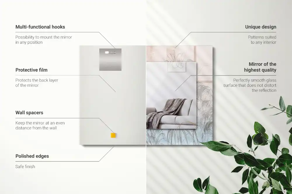 Rectangle decorative mirror Pastel plants