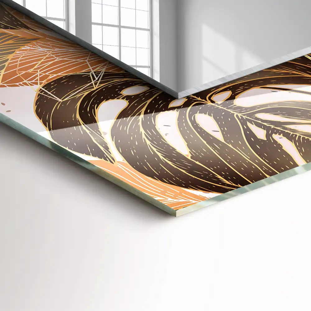 Rectangular wall mirror design Leaves tropical pattern