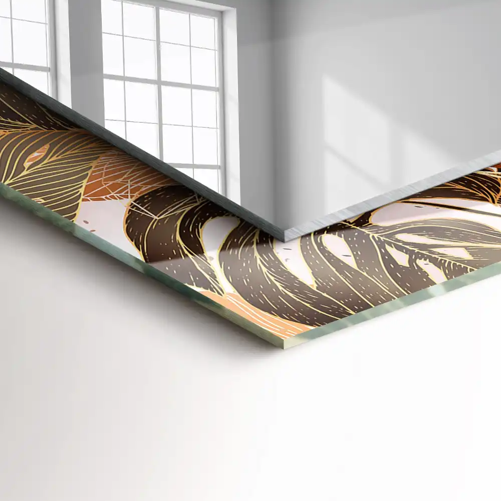 Rectangular wall mirror design Leaves tropical pattern