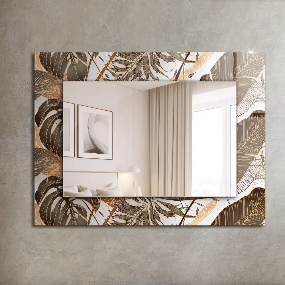 Rectangular wall mirror design Leaves tropical pattern