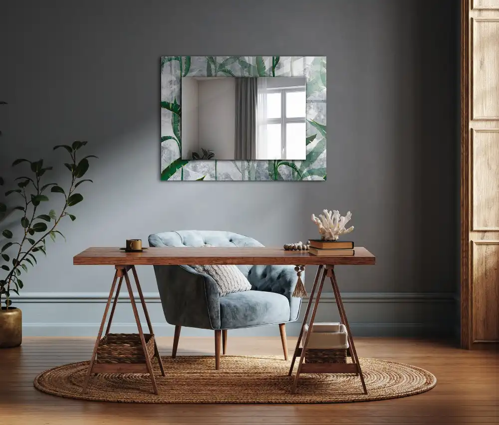 Rectangular mirror print Green leaves of the plant