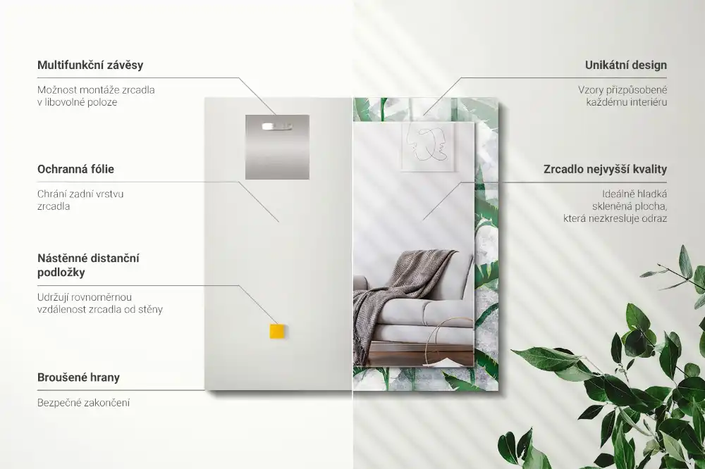 Rectangular mirror print Green leaves of the plant