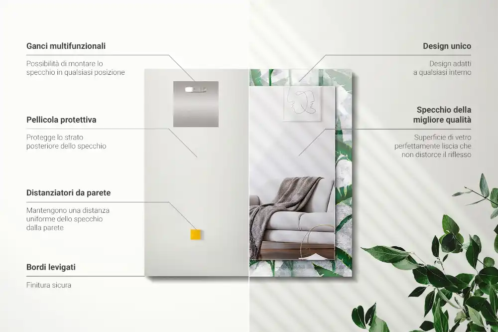 Rectangular mirror print Green leaves of the plant