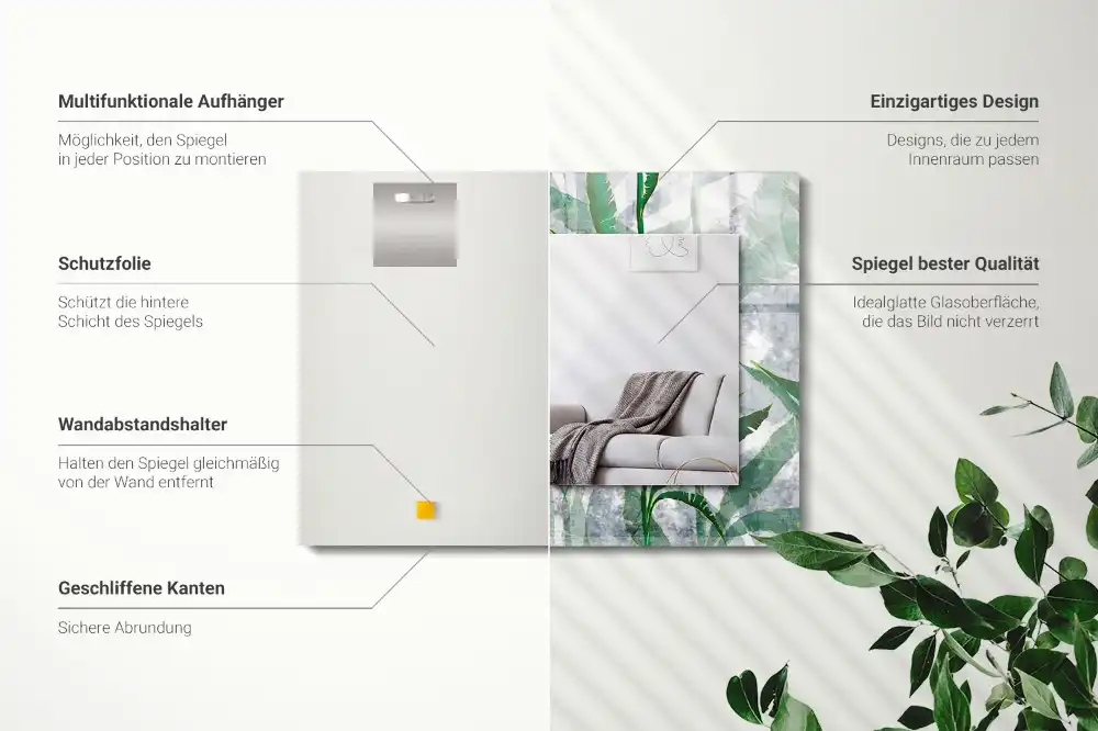 Rectangular mirror print Green leaves of the plant