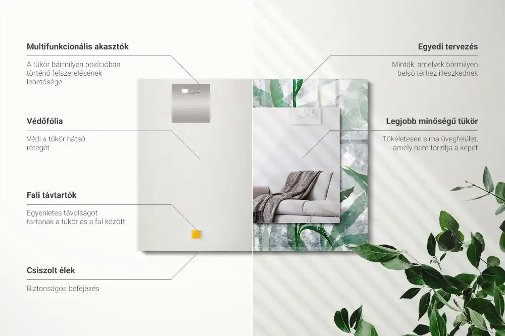 Rectangular mirror print Green leaves of the plant