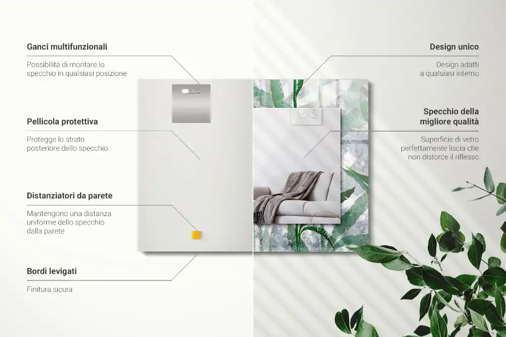 Rectangular mirror print Green leaves of the plant