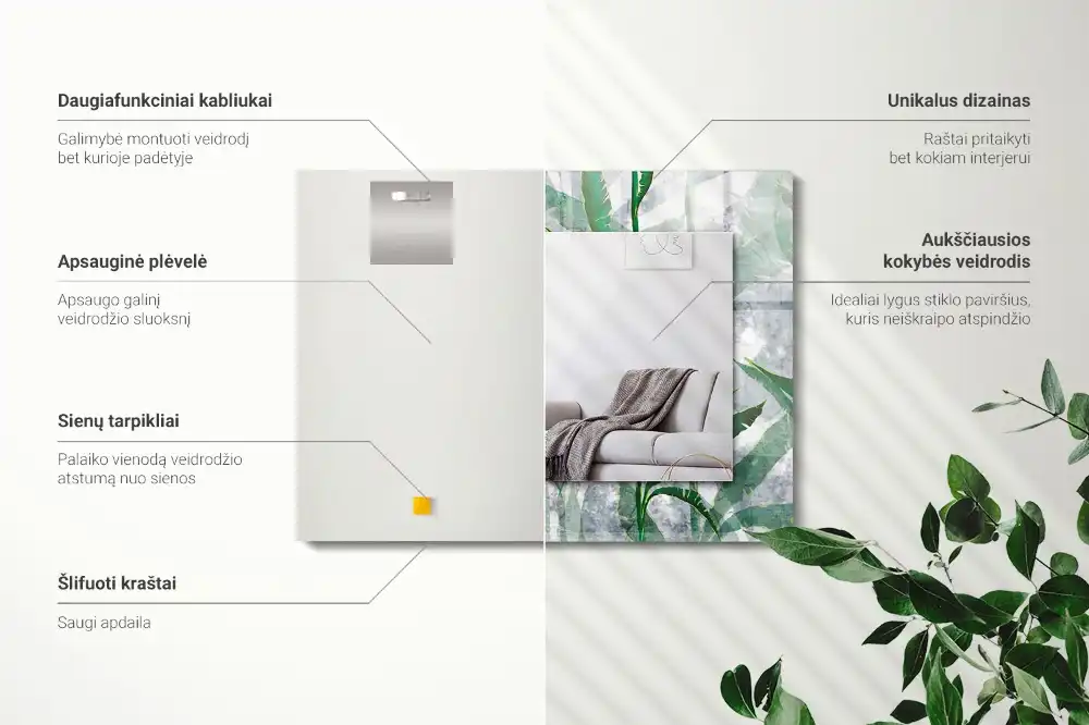 Rectangular mirror print Green leaves of the plant