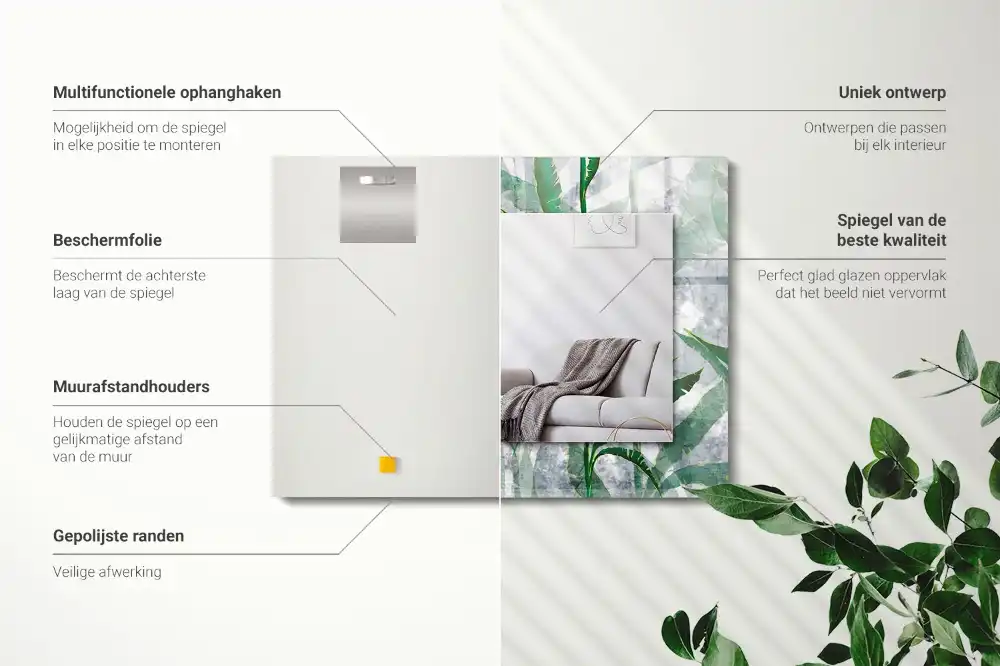 Rectangular mirror print Green leaves of the plant