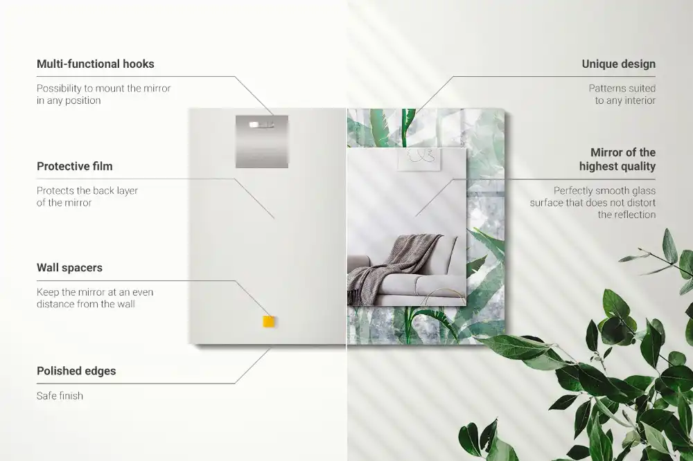 Rectangular mirror print Green leaves of the plant