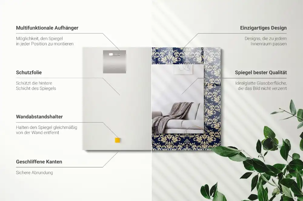 Rectangle decorative mirror Victorian Wallpaper Pattern