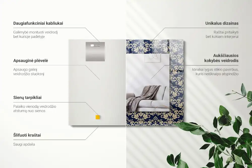 Rectangle decorative mirror Victorian Wallpaper Pattern