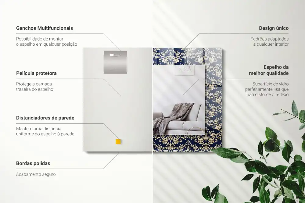 Rectangle decorative mirror Victorian Wallpaper Pattern