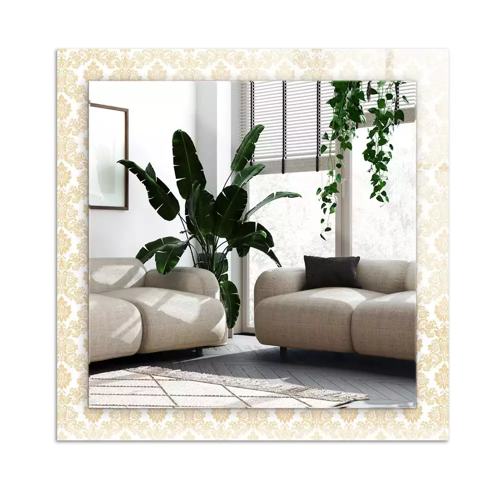 Rectangular wall mirror design Yellow ornaments