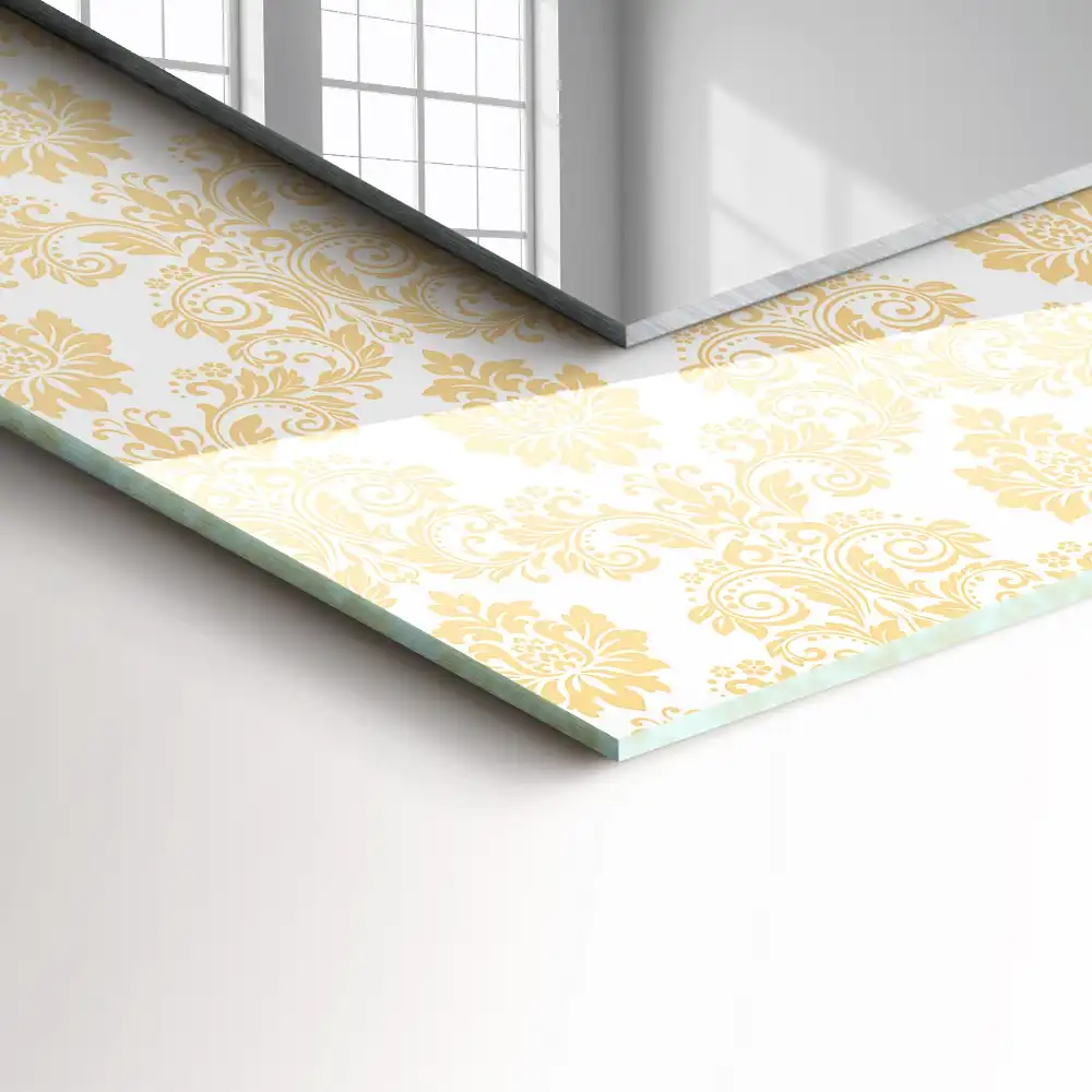 Rectangular wall mirror design Yellow ornaments