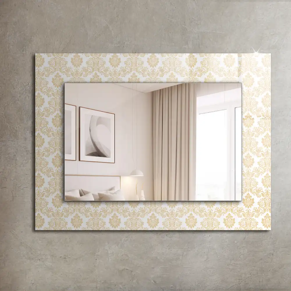 Rectangular wall mirror design Yellow ornaments