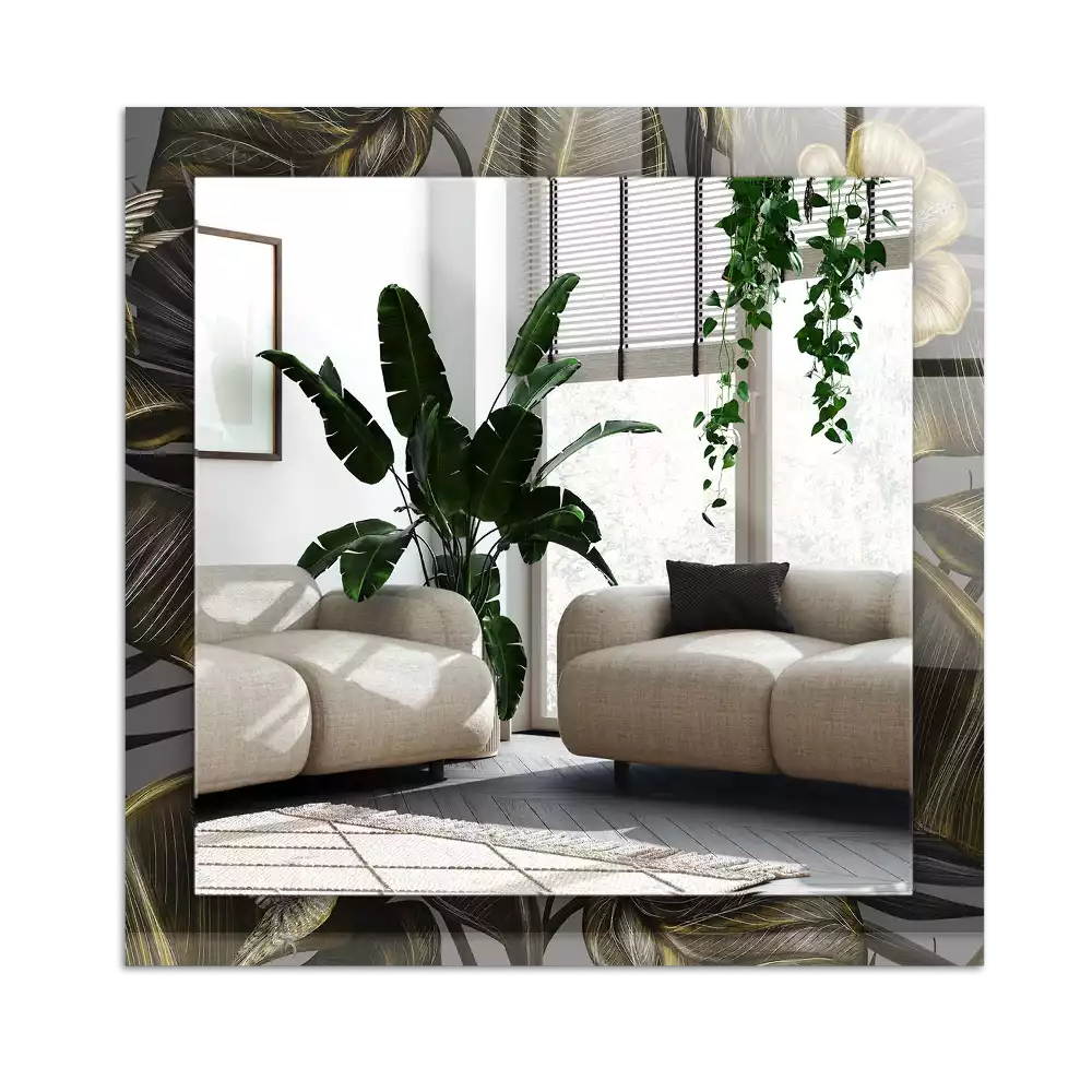Rectangular mirror print Flowers and hummingbirds