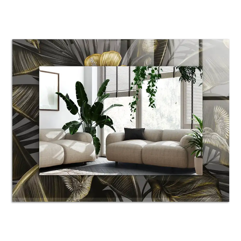 Rectangular mirror print Flowers and hummingbirds