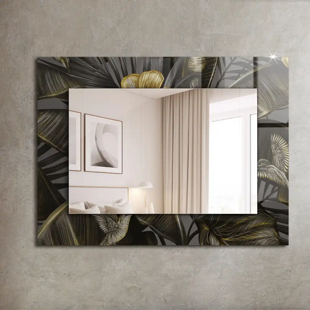 Rectangular mirror print Flowers and hummingbirds