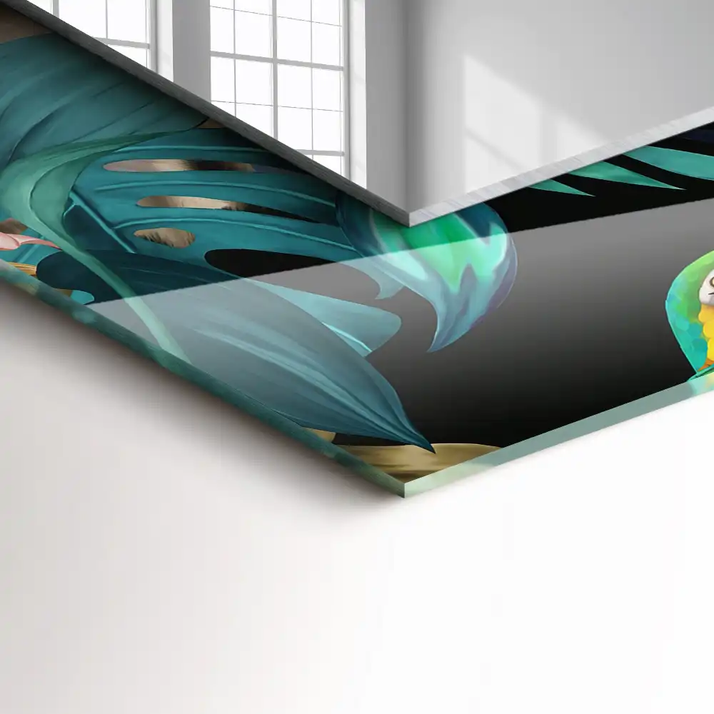 Rectangle decorative mirror Tigers parrots jungle