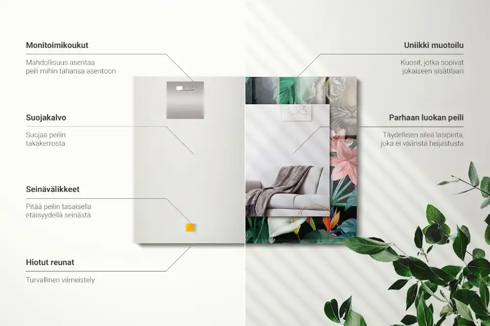 Rectangle decorative mirror Tigers parrots jungle