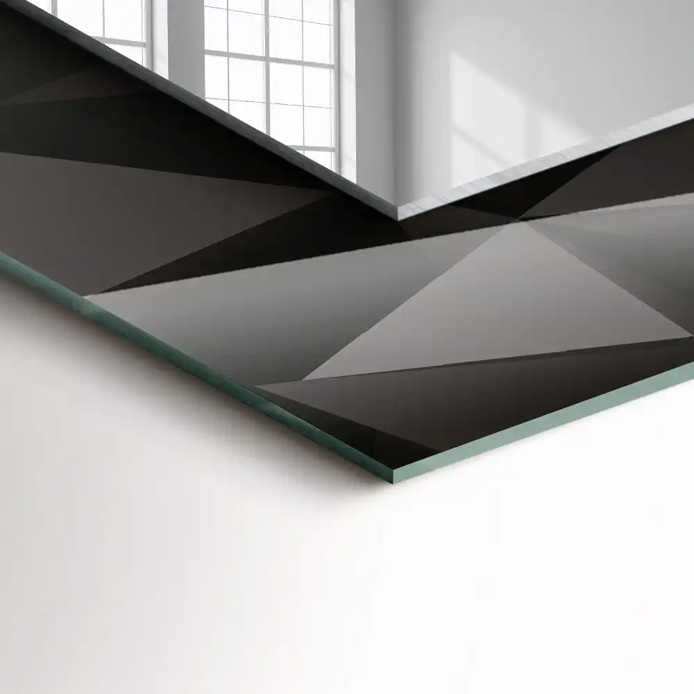 Rectangular wall mirror design Black geometric shapes