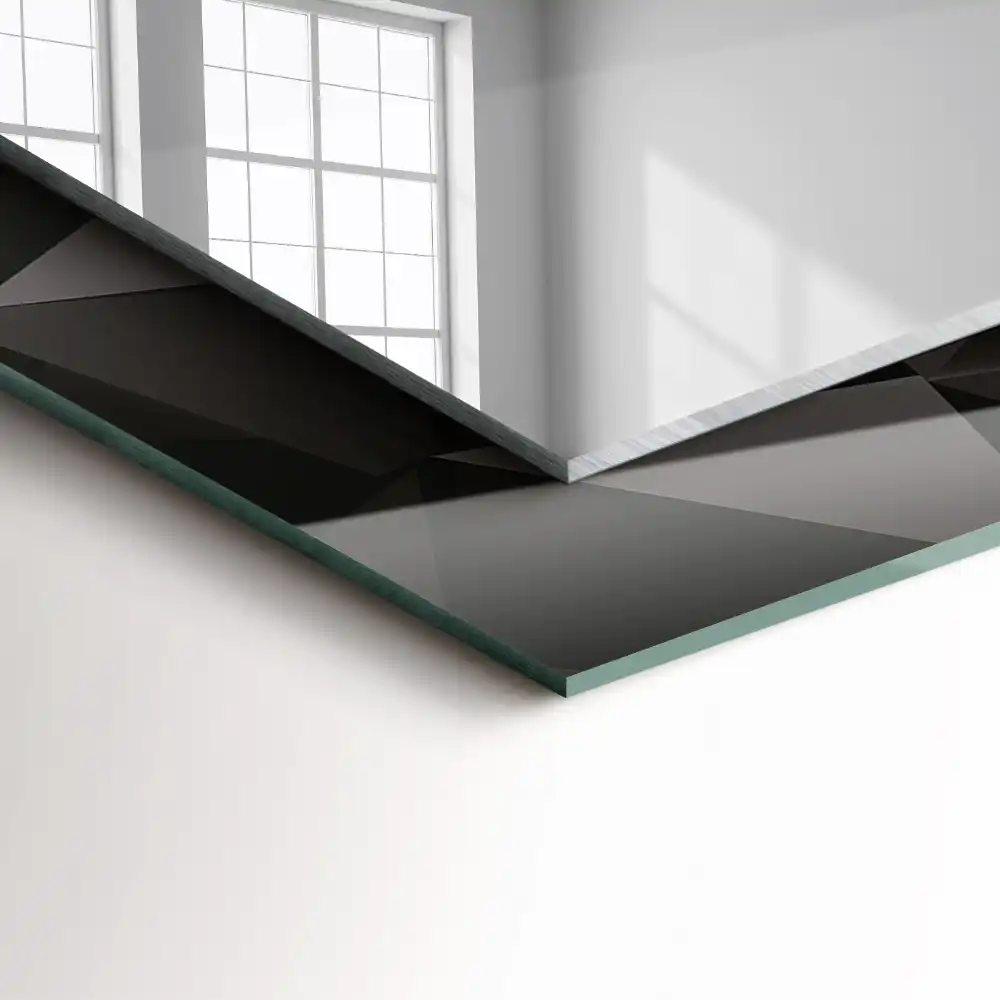 Rectangular wall mirror design Black geometric shapes