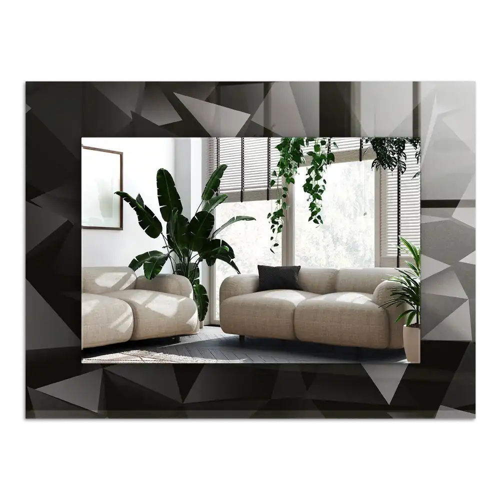 Rectangular wall mirror design Black geometric shapes