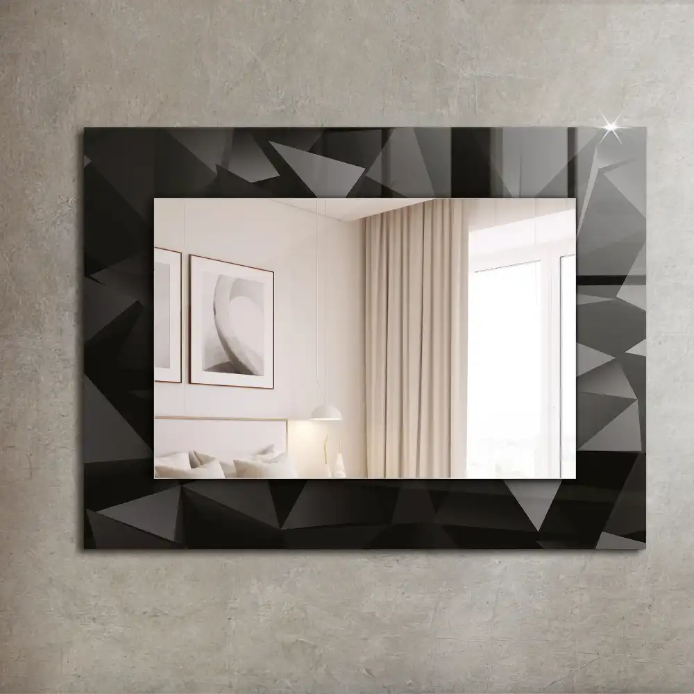Rectangular wall mirror design Black geometric shapes