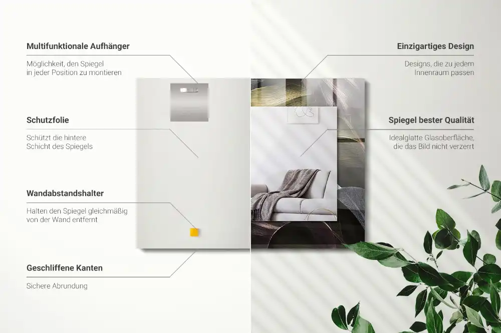 Rectangular decorative mirror Colorful plant leaves